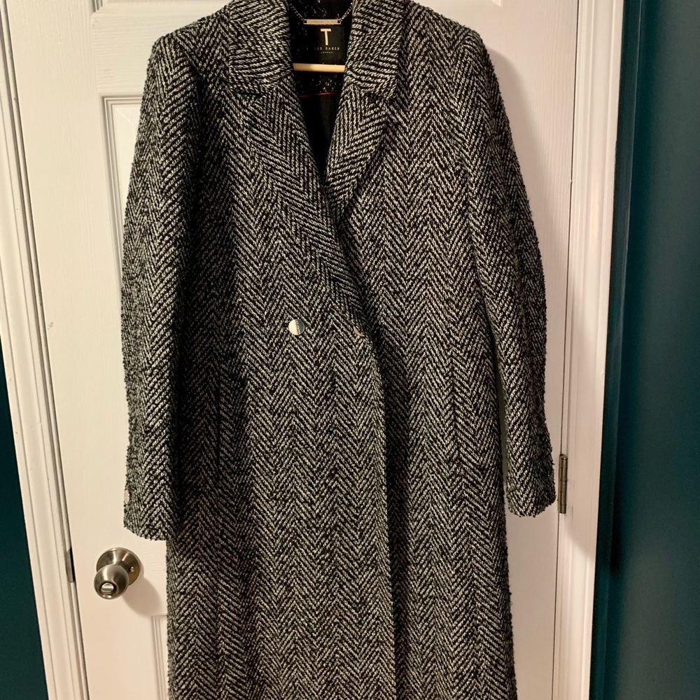 Ted Baker London Sz. 5 Houndstooth Wool Coat